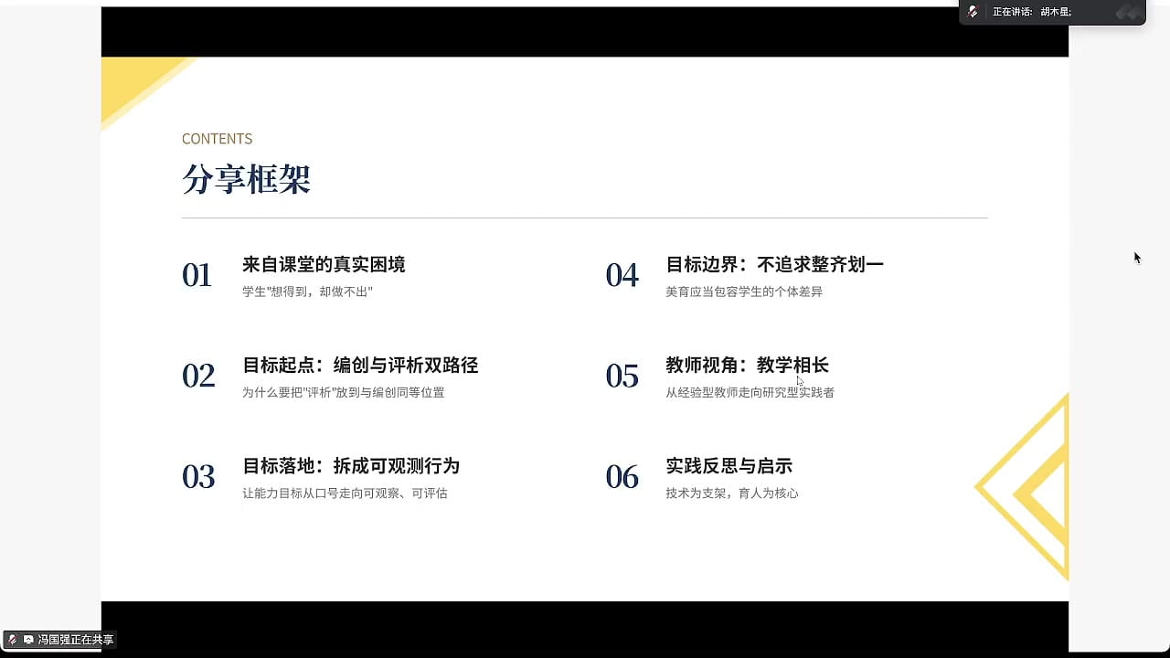分享框架:六个部分