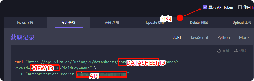 维格云表格API获取