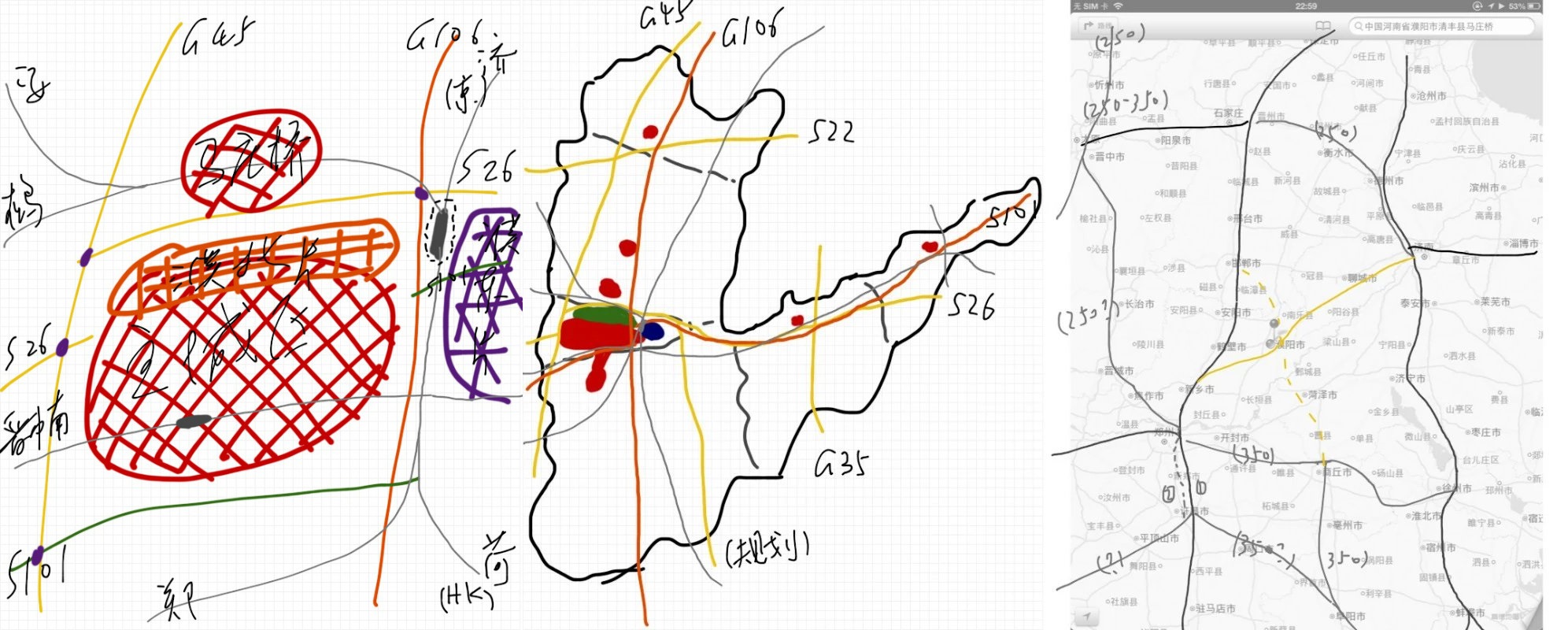 当时我设想的站点在 106 国道以东,濮范高速和濮台路之间。