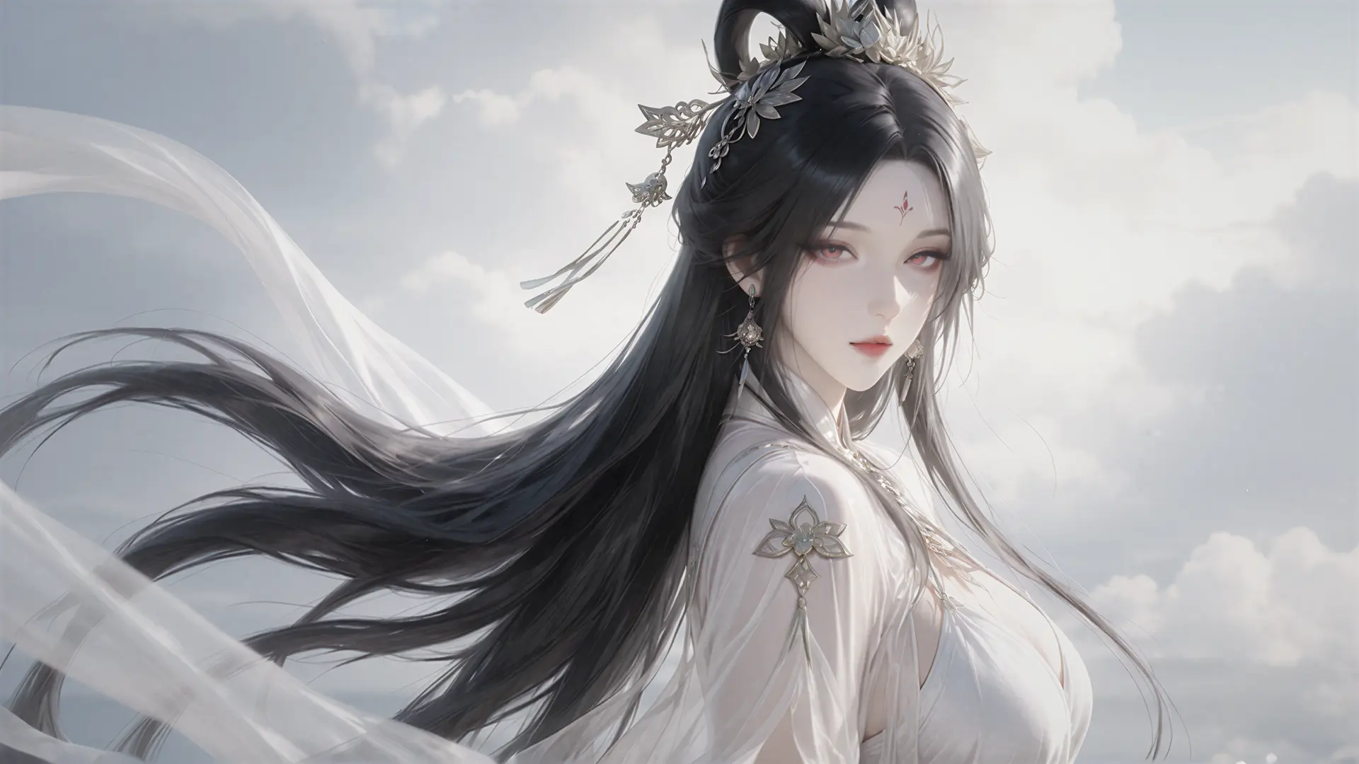 白色国风美人侧颜 - 人像 / 国风 - 白色国风美人侧颜 高清壁纸