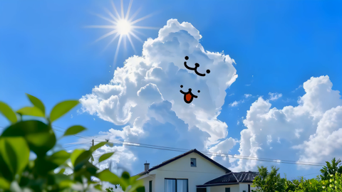 晴空云朵笑脸_屋顶阳光 - 电脑壁纸 - 晴空云朵笑脸 屋顶阳光 高清壁纸