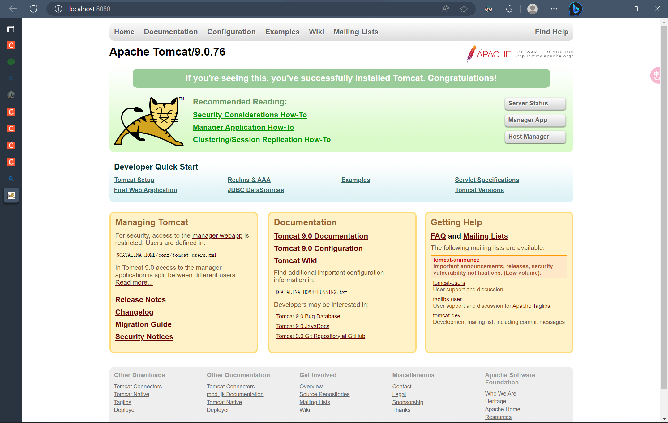 Tomcat 启动成功