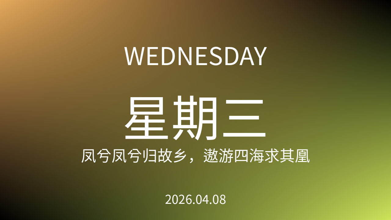 每日60S读懂世界（2026-04-08）