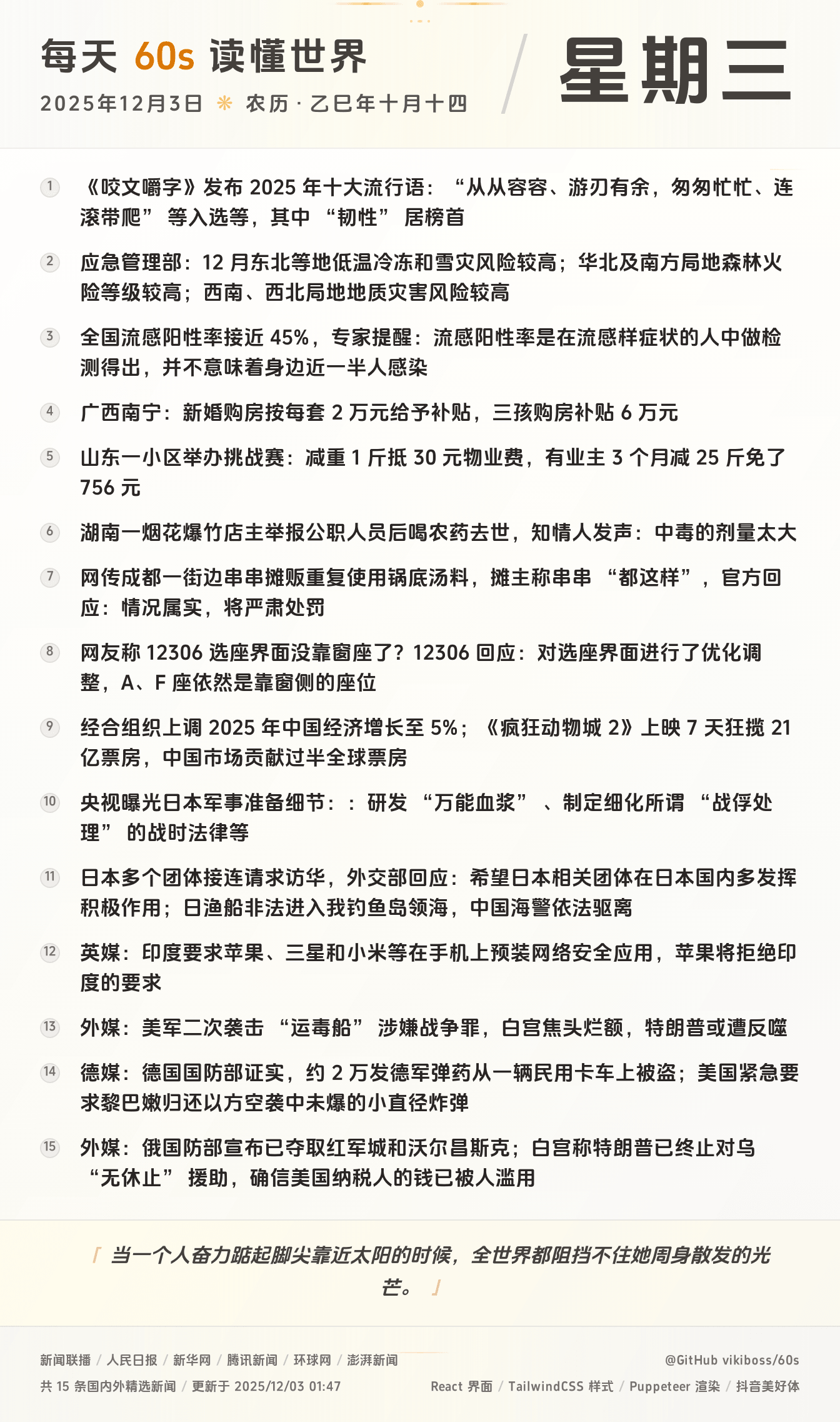 每天 60s 读懂世界