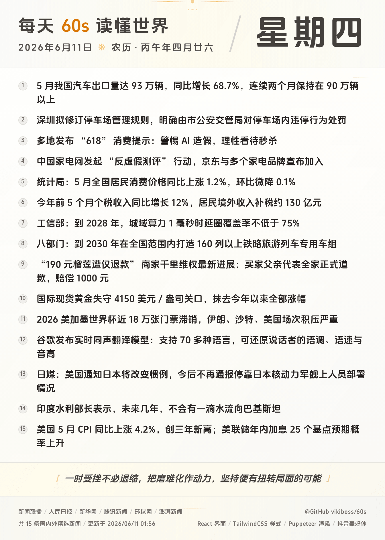 06月11日，星期四，在安福相册每天60秒读懂世界！