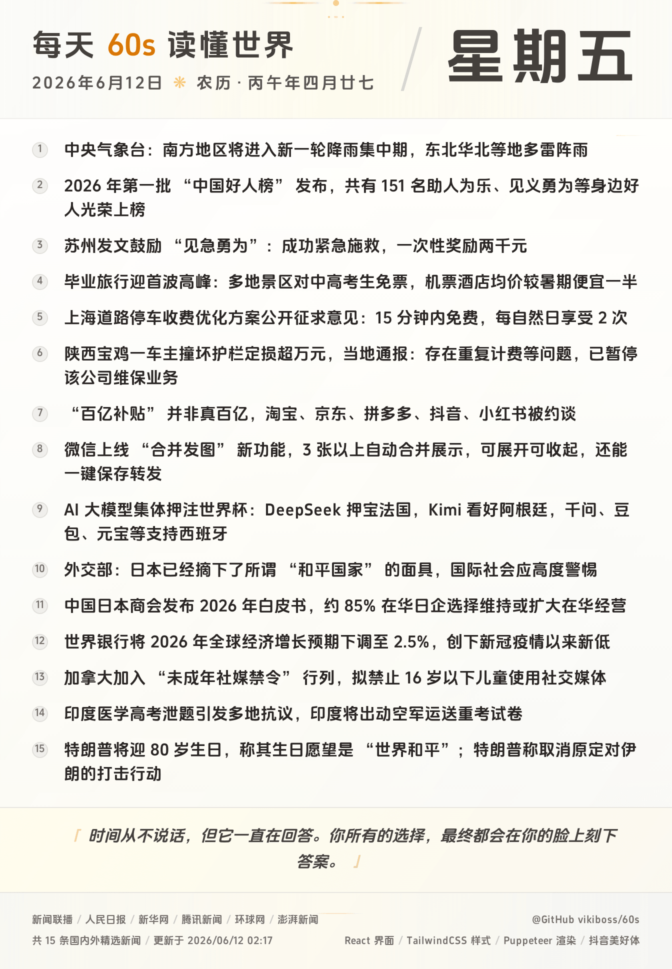 06月12日，星期五，在安福相册每天60秒读懂世界！