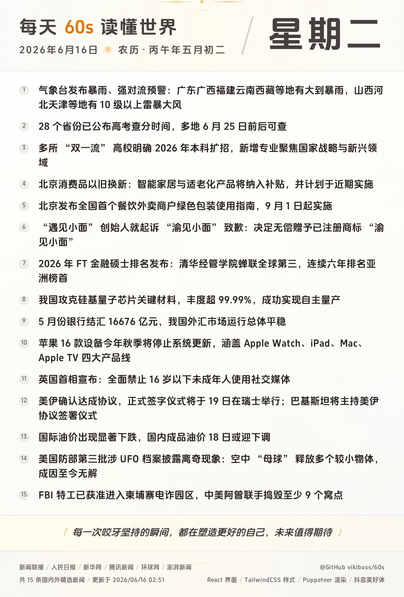 06月16日，星期二，在安福相册每天60秒读懂世界！
