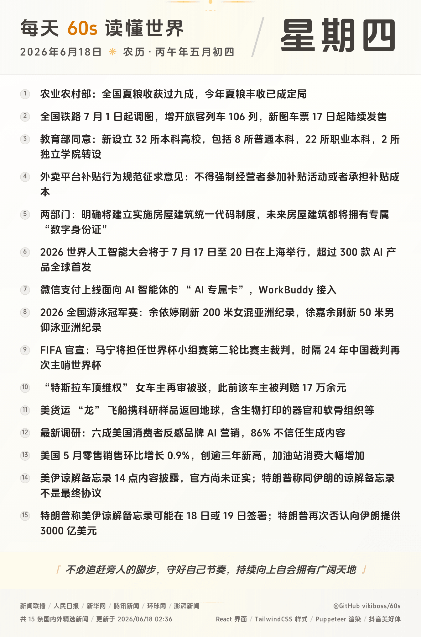 06月18日,星期四,在安福相册每天60秒读懂世界!