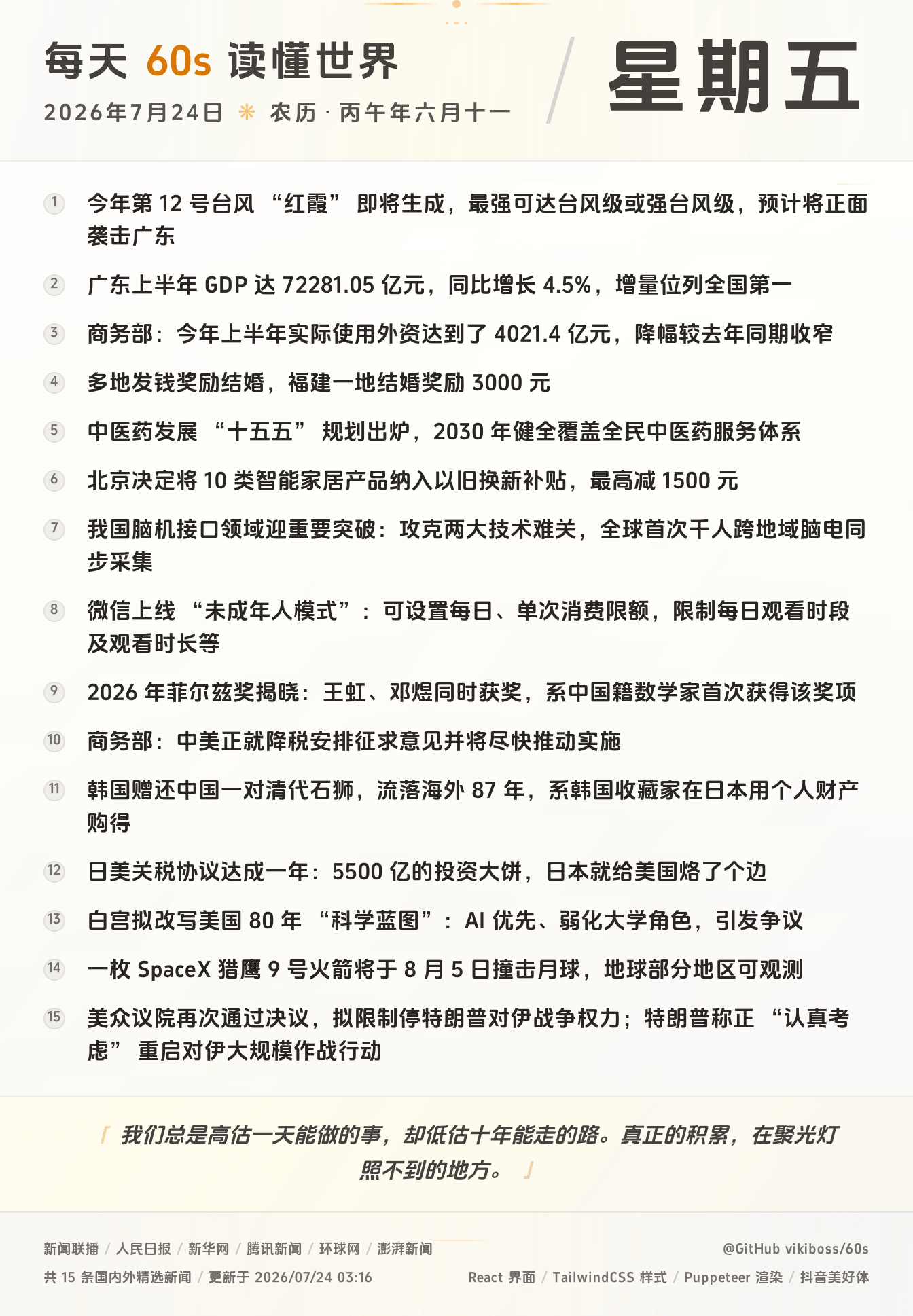 07月24日,星期五,在安福相册每天60秒读懂世界!