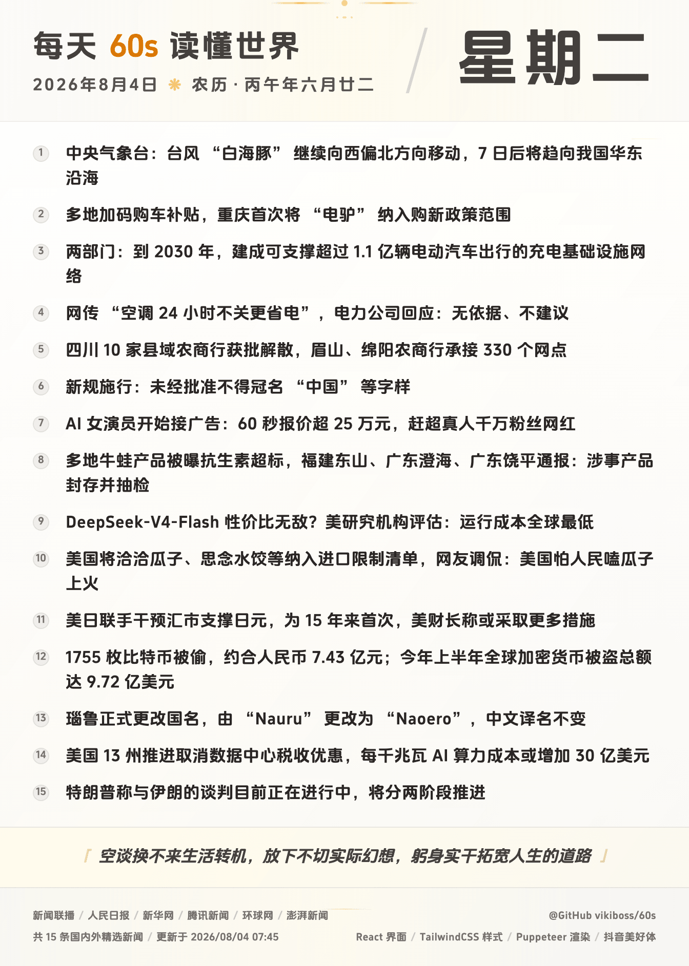 08月04日，星期二，在安福相册每天60秒读懂世界！