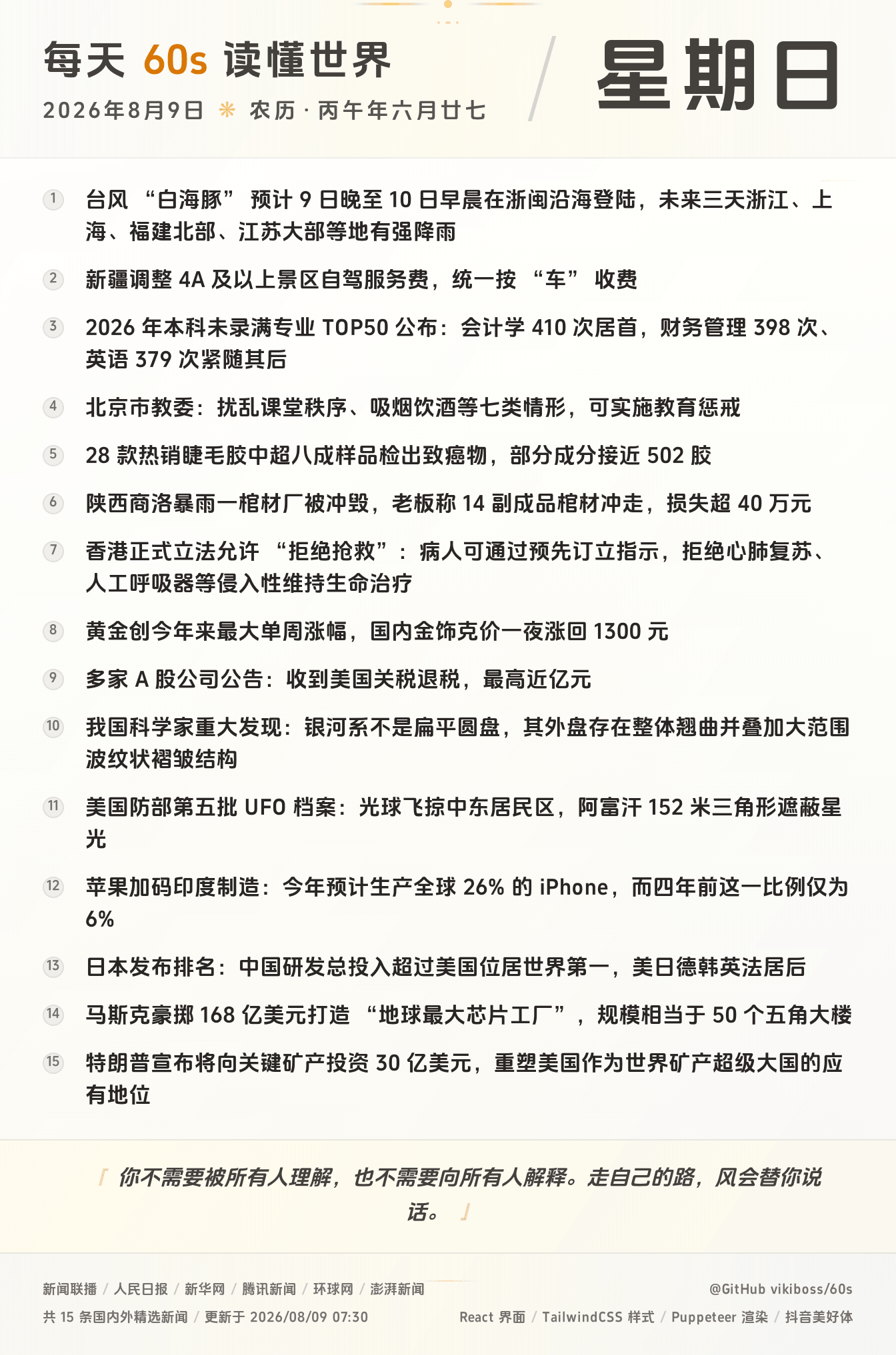 08月09日，星期天，在安福相册每天60秒读懂世界！