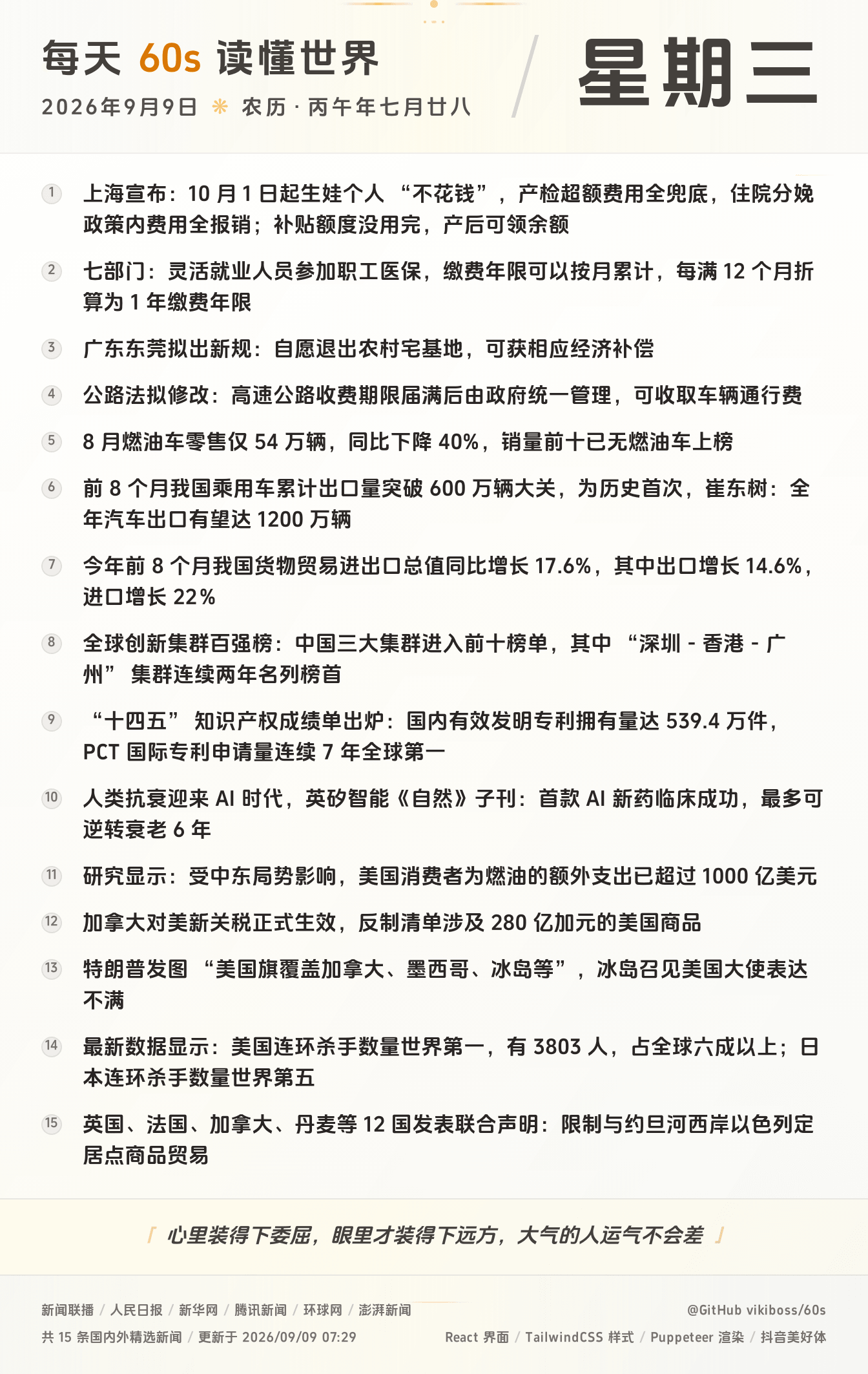 09月09日，星期三，在安福相册每天60秒读懂世界！