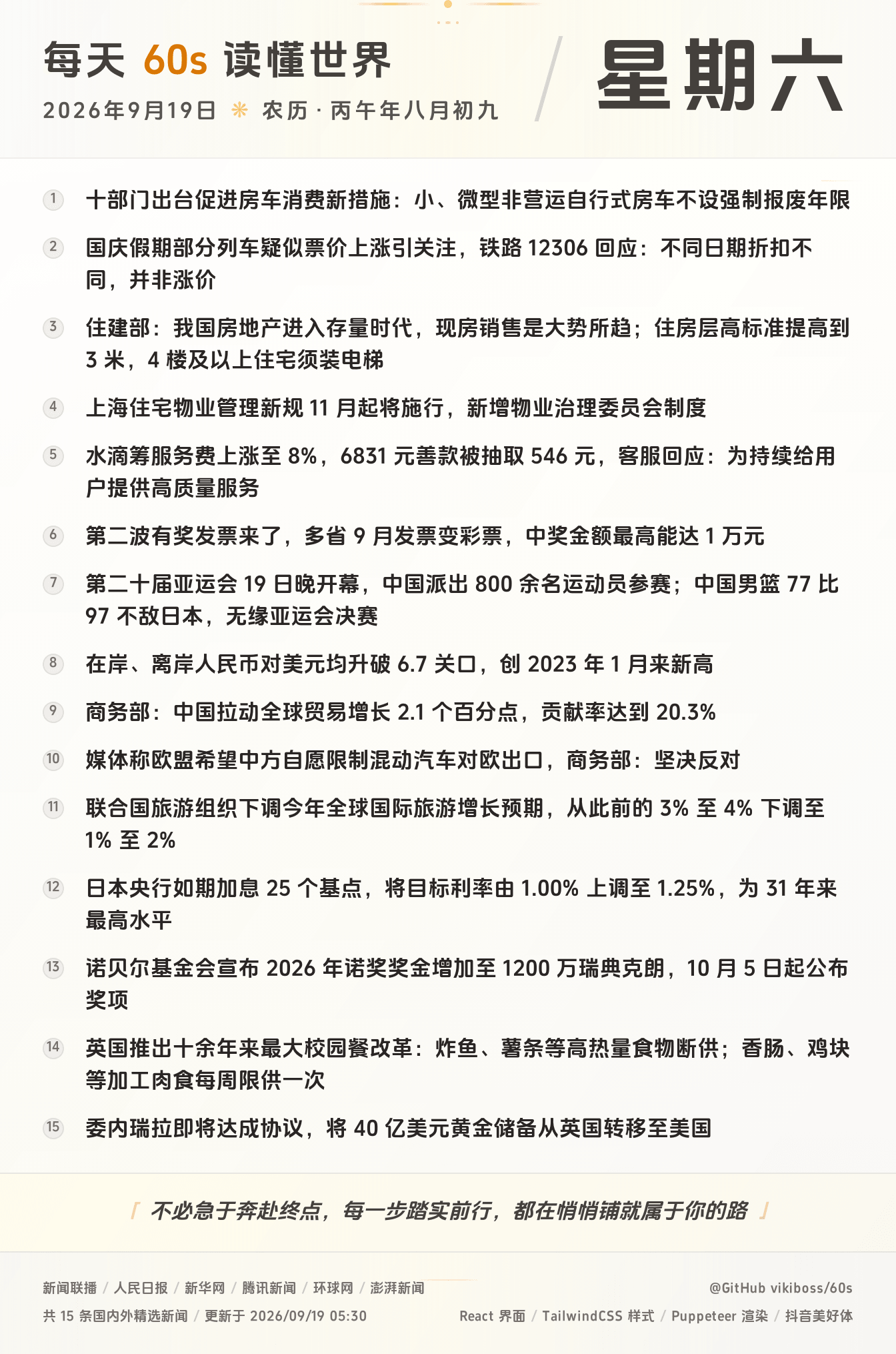 09月19日,星期六,在安福相册每天60秒读懂世界!