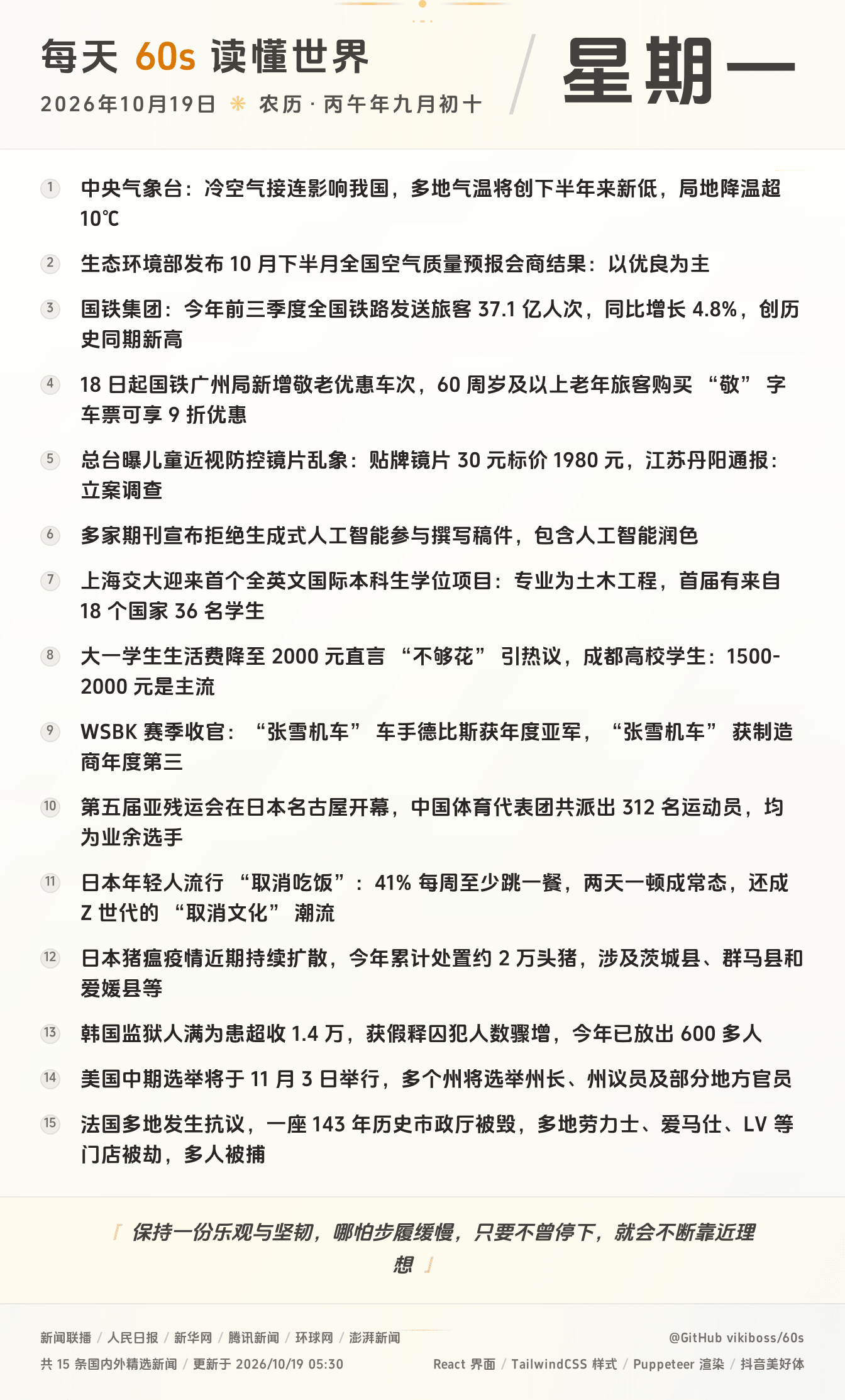 10月19日,星期一,在安福相册每天60秒读懂世界!