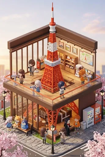 3D 迷你 Q 版微缩旅行景点概念提示词