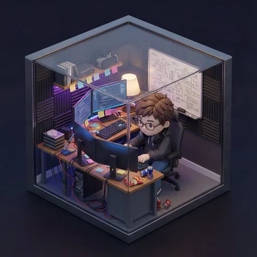 等距 3D 迷你房间与 Q 版角色提示词