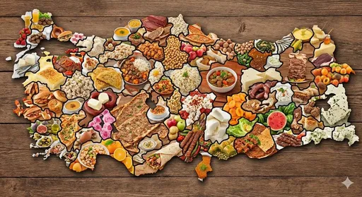 用当地食材制作的土耳其地图