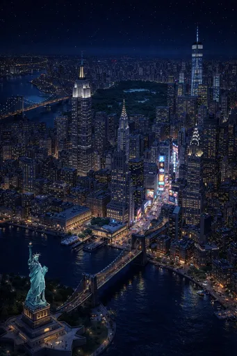 纽约等距微缩 3D 卡通场景