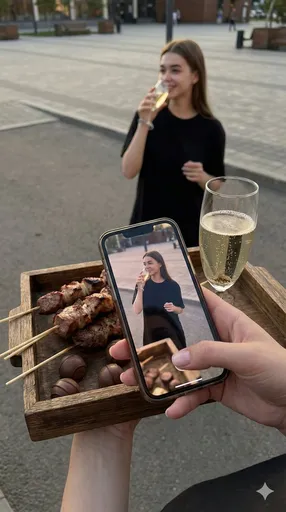 俯拍智能手机反光照片，带有身份锁