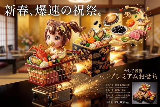 豪华御节料理（新年美食）主视觉图生成提示
