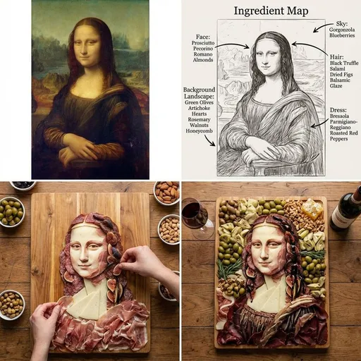 名画变身熟食拼盘