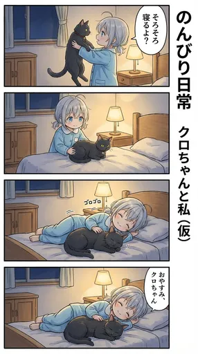 AI 漫画：猫咪不想睡觉
