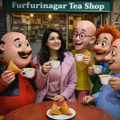 Motu Patlu 茶馆场景，带自定义面部