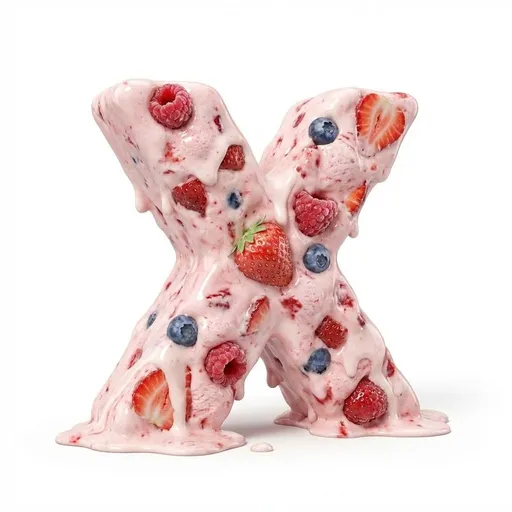 草莓冰淇淋 3D 字母“X”