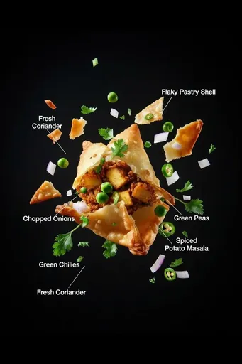 超逼真的印度萨摩萨三角饺食物广告摄影