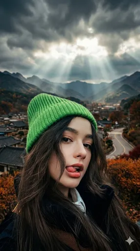 戴霓虹帽子的女人特写镜头