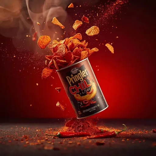 爆炸的品客薯片罐广告提示