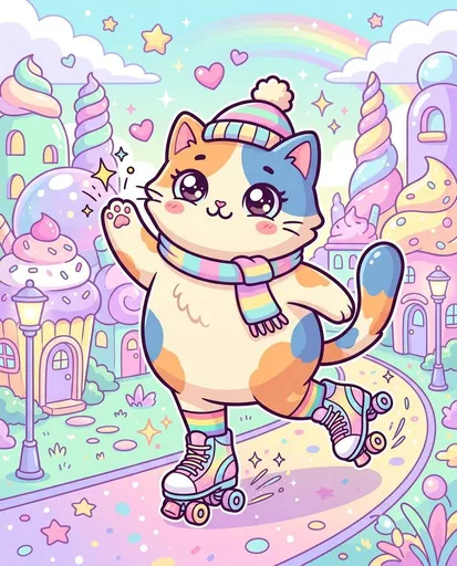 波普超现实卡哇伊旱冰猫