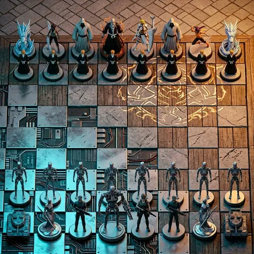 适用于对抗主题的超写实 3D 国际象棋棋盘