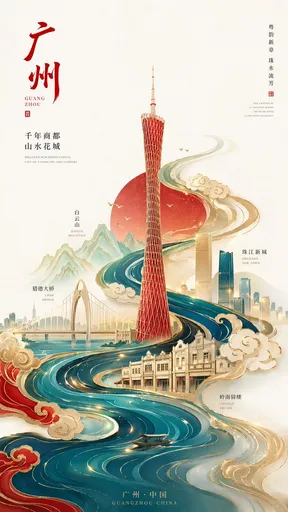 极简城市海报提示词