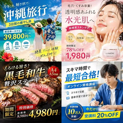 4 格日式数字广告横幅网格
