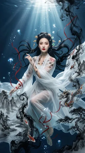 水下中国水墨梦境肖像
