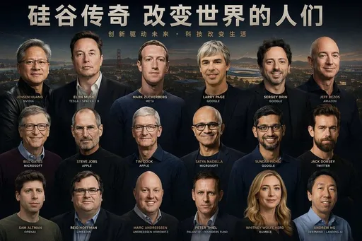 带有面部识别功能的科技领袖海报