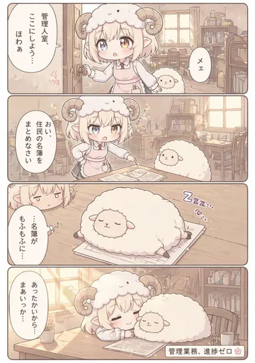 可爱的羊角少女办公室漫画页