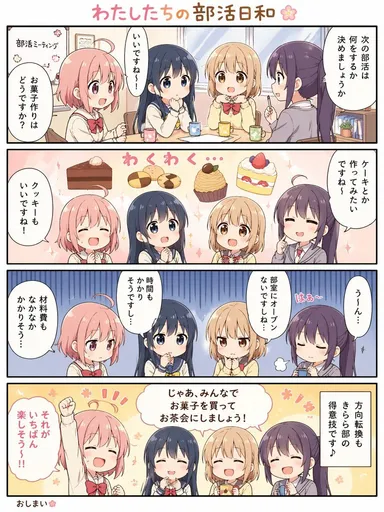 可爱的四格校园社团漫画
