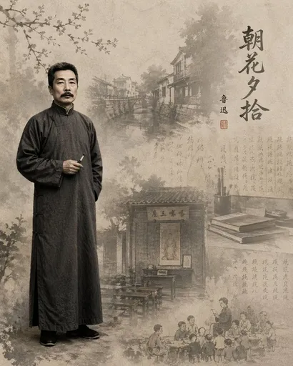 鲁迅文学主题插画