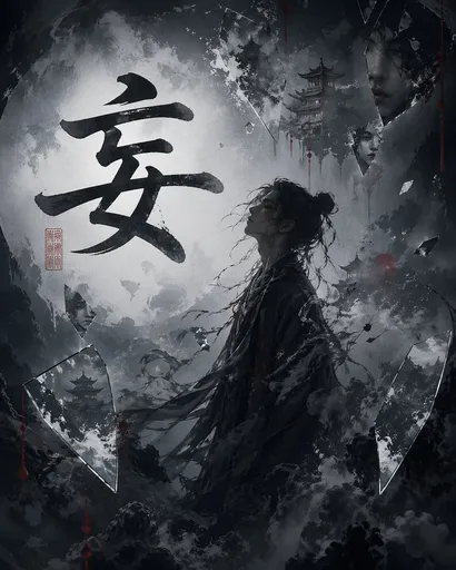 中式书法暗黑奇幻海报