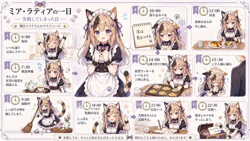 猫耳メイドの日常スケジュール・インフォグラフィック