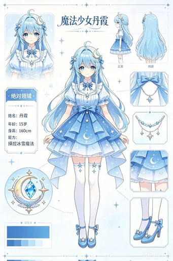 蓝色魔法少女参考图