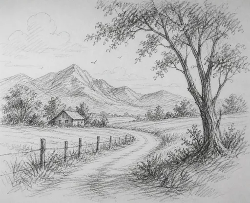 涂鸦铅笔山景