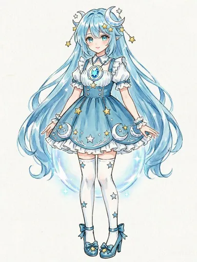蓝色星空动漫少女设计