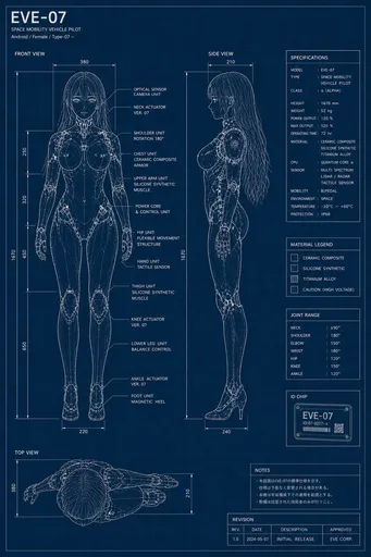EVE-07 Android Blueprint Sheet