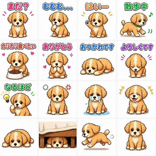 可爱小狗 LINE 贴纸网格