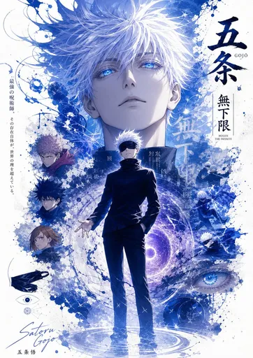 蓝色咒术师动漫海报拼贴