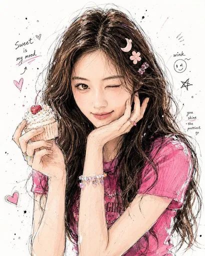 韩式涂鸦插画肖像