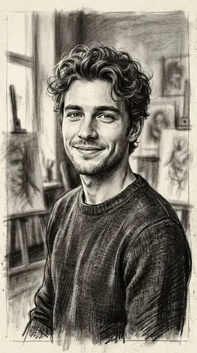 手绘炭笔素描肖像